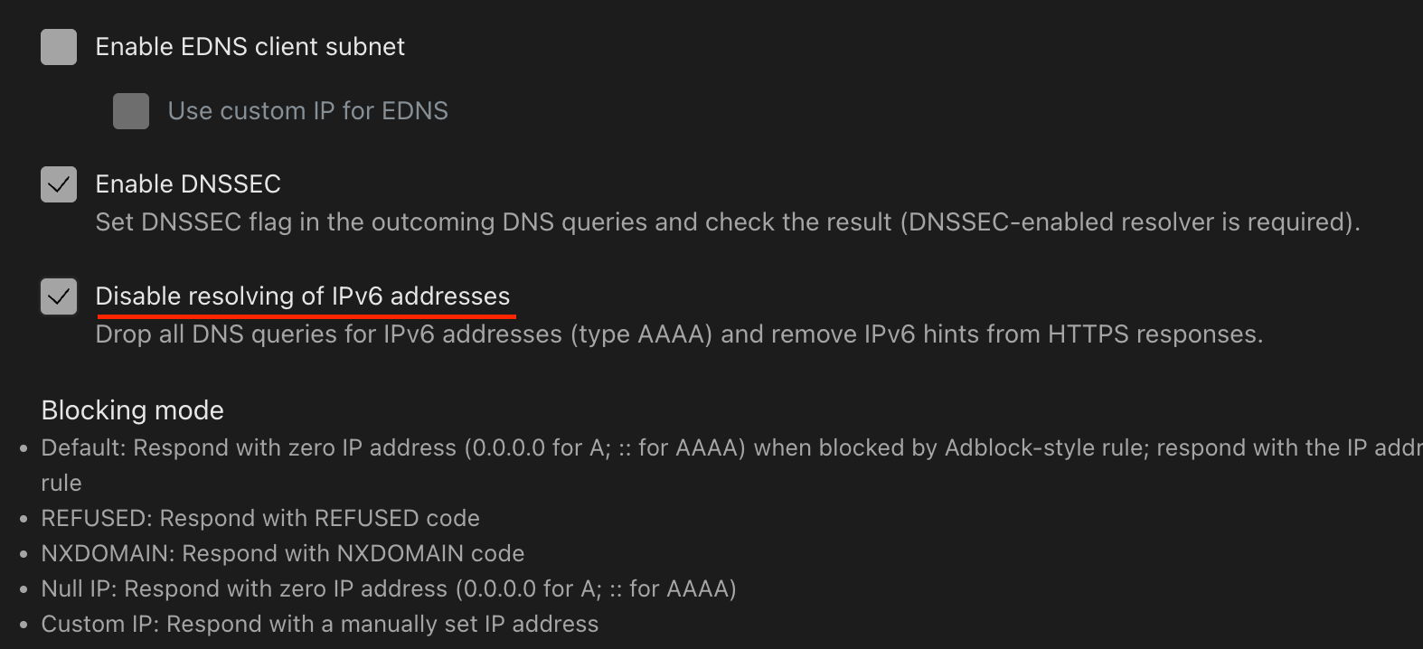 Adguard DNS settings