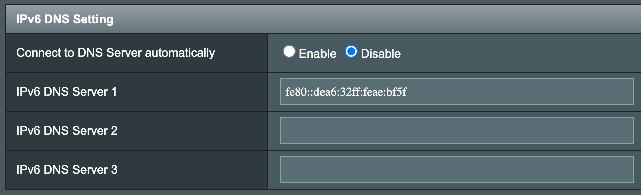 router IPv6 DNS settings